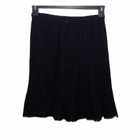 J. Mendel Paris Black Mini Skirt 100% Silk Pleated Fringe Hem Skirt Size Small - Picture 2 of 8